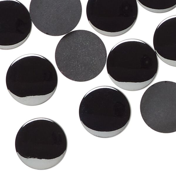 Flat back, vintage glass, opaque hematite, 13mm flat round. Sold per pkg of 35. image number 0