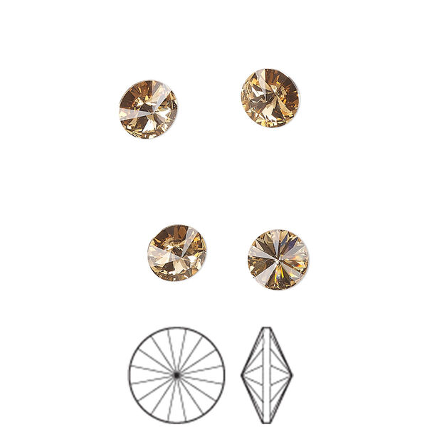 Chaton 12pk light Colorado topaz foil back, Preciosa MAXIMA Czech crystal rhinestone 6.14-6.32mm rivoli SS29 image number 0