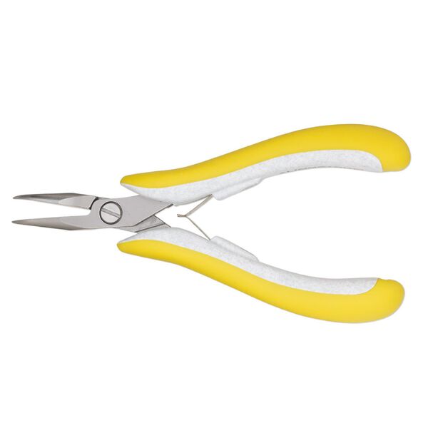 Pliers, Lindstrom® EX series, curved chain-nose, plastic and alloyed steel, grey and yellow, 5-3/4 inches. Sold individually. image number 0