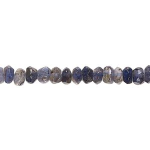 Iolite 1pkg1, hand-cut tumbled faceted saucer / rondelle bead 13 inch 4x2mm-6x4mm