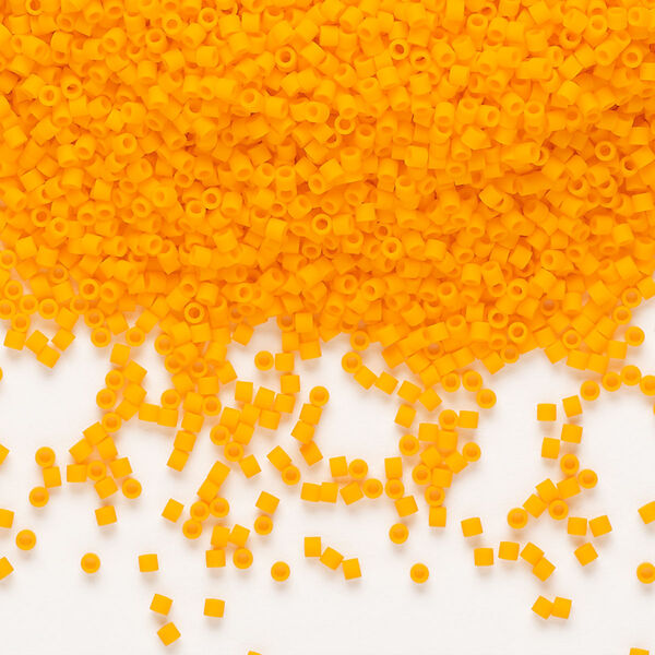 Seed bead, Delica®, glass, pkg/7.5g, #15 round, opaque matte mandarin orange (DBS-1583). image number 0