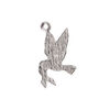 Charm 1pkg4, imitation rhodium-plated "pewter" (zinc alloy) / enamel, light pink / dark pink, 25x15mm, bird / awareness ribbon image number 1