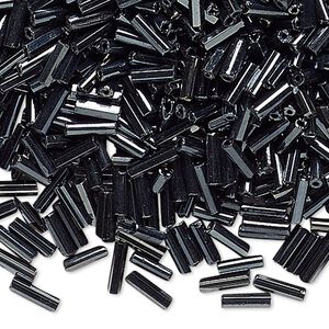 Bugle bead, vintage Czech glass, opaque luster black, #3 hexagon. Sold per 1/4 pound pkg.