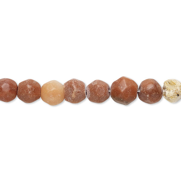 Bead, red Italian "onyx" (onyx marble) (natural), matte, 6-7mm faceted round, C- grade, Mohs hardness 3. Sold per 15" to 16" strand. image number 0