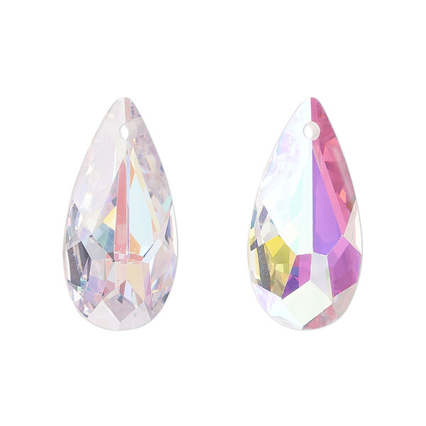 Drop, cubic zirconia, clear AB, 24x12mm hand-drilled faceted teardrop, Mohs hardness 8-1/2. Sold individually. image number 0