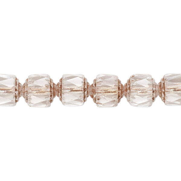 Bead, Czech glass, transparent clear and metallic copper, 8mm round cathedral. Sold per 15-1/2" to 16" strand, approximately 50 beads. image number 0