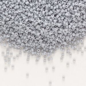 Seed bead, Miyuki, glass, pkg/250g, #15 rocaille, opaque matte grey, (RR-498F).