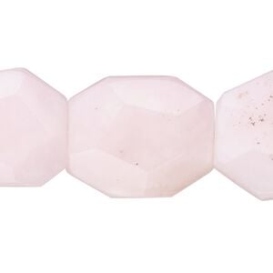 Pink opal 1pkg1, hand-cut faceted flat rectangle bead natural 8 inch 20x15mm-30x26mm