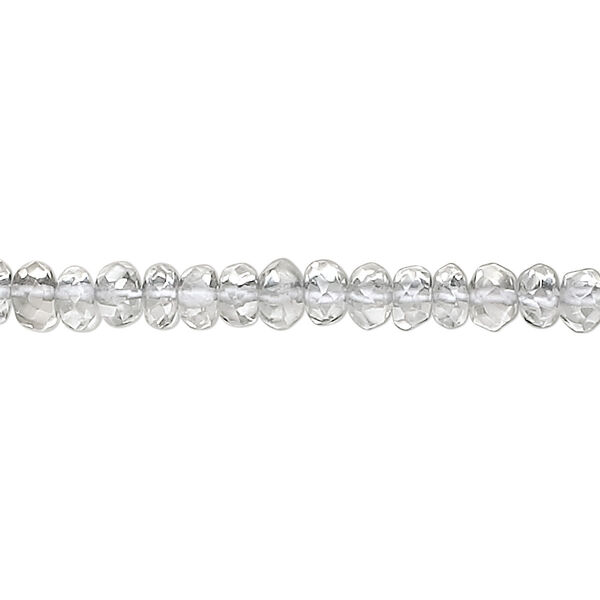 Quartz crystal 1pkg1, hand-cut faceted rondelle bead natural B grade, 15.5-16 inch 5x3mm image number 0