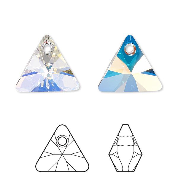 Drop 1pk crystal AB, Crystal Passions® 16mm pendant mini triangle 6628 image number 0