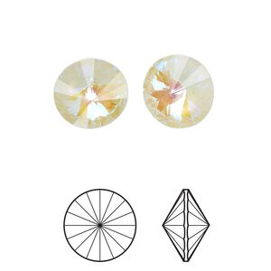 Chaton 2pk crystal ultra white AB, Crystal Passions® 12mm rivoli 1122