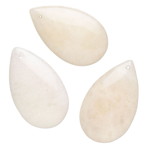 Focal, peach quartz (natural), light, 25x15-6mm - 30x19mm teardrop, B- grade, Mohs hardness 7. Sold per pkg of 3. image number 0