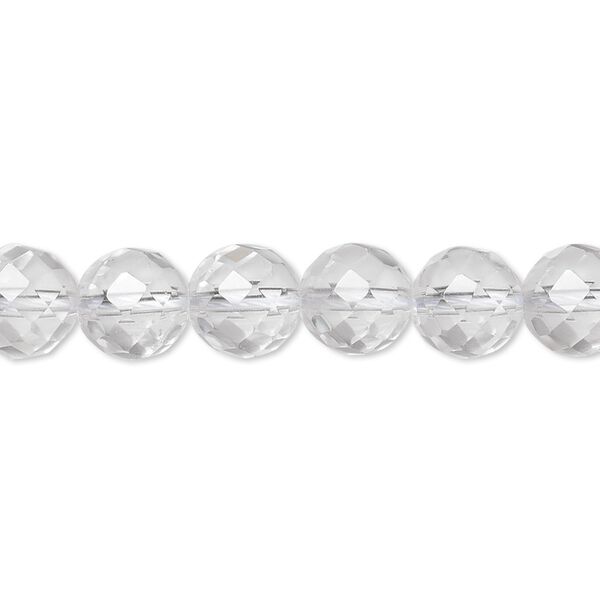 Quartz crystal 1pkg1, tumbled faceted round bead natural 8 inch 8mm image number 0