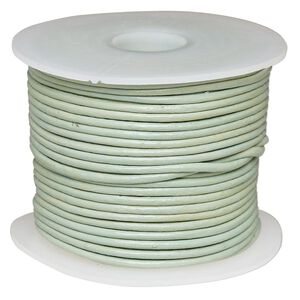 Cord, leather (dyed), sky blue, 1.4-1.6mm round. Sold per 25-yard spool.