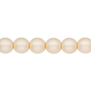 Bead, Czech pearl-coated glass druk, opaque matte champagne, 8mm round. Sold per 15-1/2" to 16" strand.