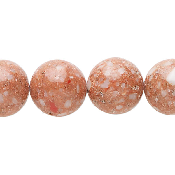 Multi-gemstone / mother-of-pearl shell / resin 1pkg1, round bead 15 inch 13-15mm image number 0