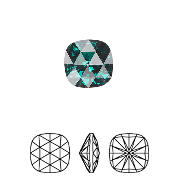 Fancy stone 1pk emerald foil back, Crystal Passions® 12mm rose cut cushion 4471 image number 0