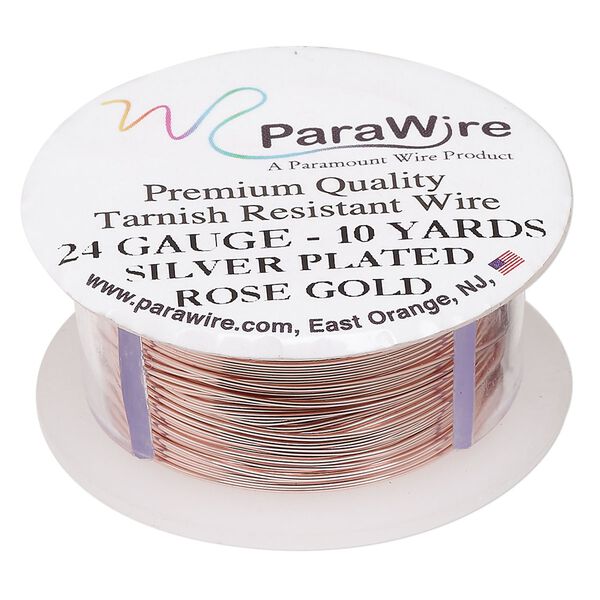 Wire, ParaWire™, rose gold-finished copper, round, 24 gauge. Sold per 10-yard spool. image number 0