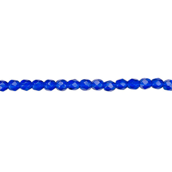 Bead, Czech fire-polished glass, cobalt, 3mm faceted round. Sold per pkg of 1,200 (1 mass). image number 0