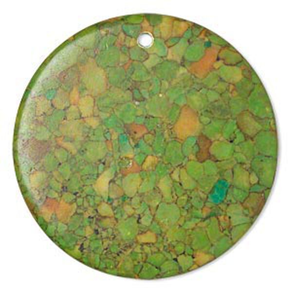 Mosaic "turquoise" (magnesite) 1pkg2, flat round focal B grade, 40mm image number 0