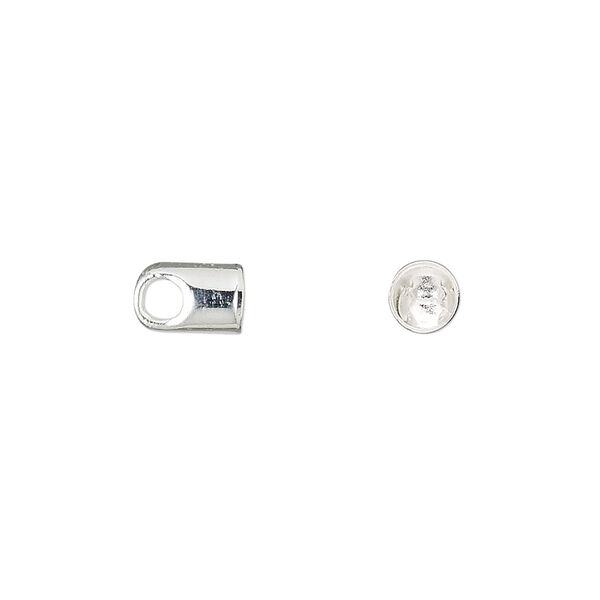 Cord end, glue-in, silver-plated brass, 8x5mm with 4mm inside diameter. Sold per pkg of 100. image number 0