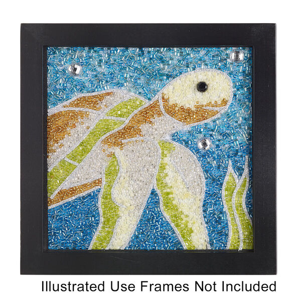 Sabrina Frey Bead Mosaic™ Starter Kit 1pkg4 glass / medium-density fiberboard / glue,  6x6 inch / "Sea Life" design, multicolored image number 2