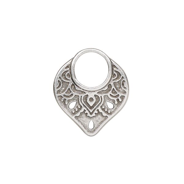 Connector, TierraCast®, "Caravan" collection, antique silver-plated pewter (tin-based alloy), 21x18.5mm double-sided temple with 3 holes and (1) 8mm loop. Sold per pkg of 2. image number 0