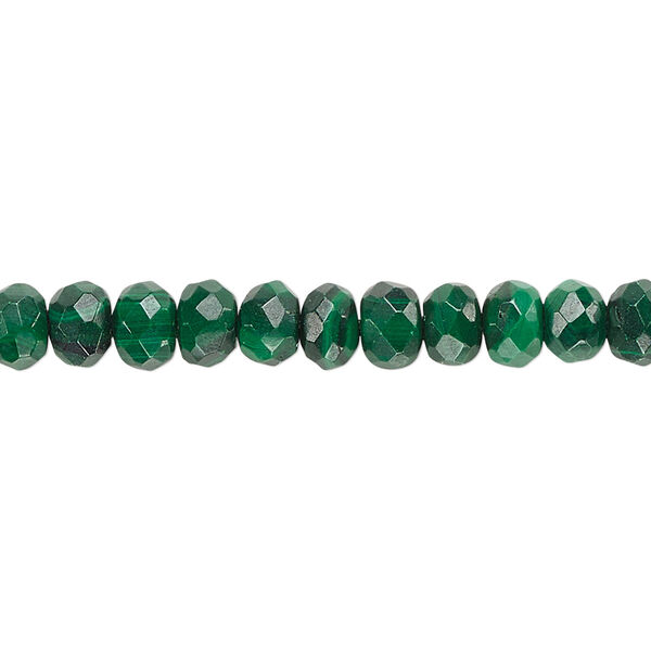 Malachite 1pkg1, faceted rondelle bead natural B grade, 15.5-16 inch 6x4mm image number 0