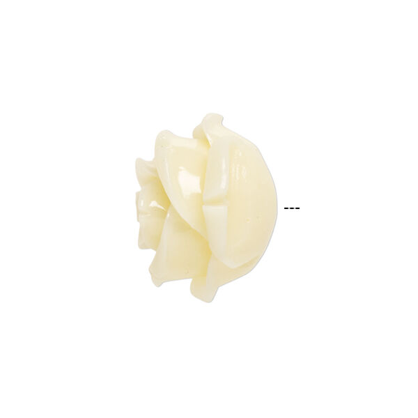 Bead, resin, antique white, 19x19mm half-drilled rose. Sold per pkg of 2. image number 1