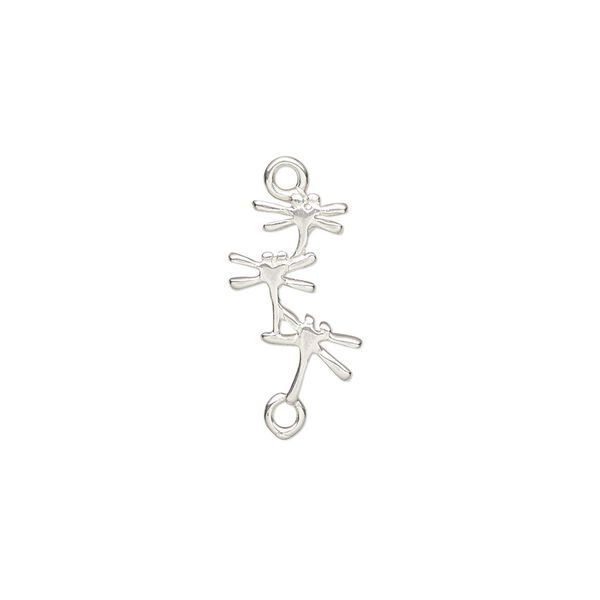 Link, Amoracast®, sterling silver, 13x9mm double-sided dragonflies. Sold individually. image number 0