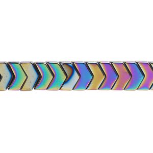 Hemalyke™ 1pkg1, rainbow chevron bead 15.5-16 inch 8x6mm