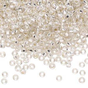 Seed bead, Preciosa Ornela Czech glass, pkg/50g, #8 rocaille, transparent silver-lined clear, (78102).