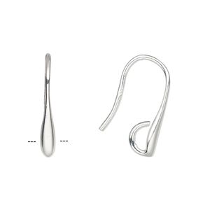 Ear wire, sterling silver, 20mm fishhook with hidden open loop, 20 gauge. Sold per pair.