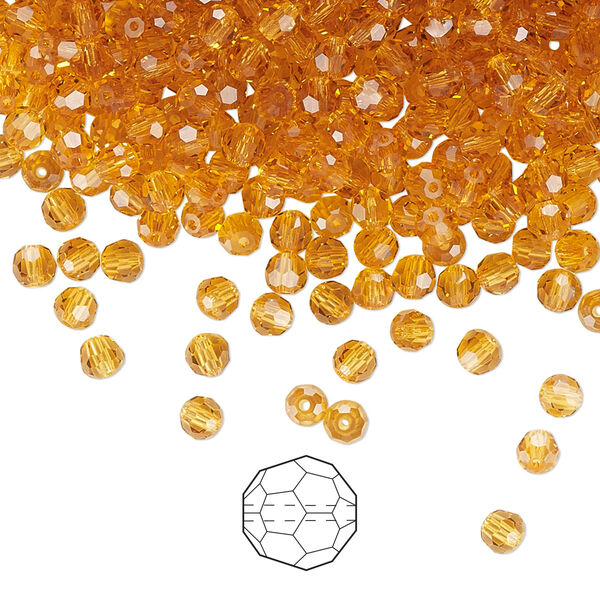 Bead 24pk topaz, Preciosa Czech crystal 3mm round image number 0