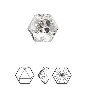 Fancy stone 1pk crystal foil back, Crystal Passions® 16x14mm prismatic hexagon 4699