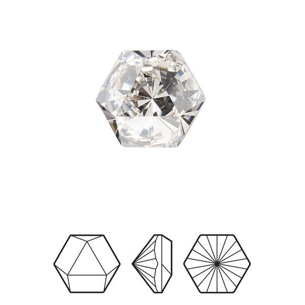 Fancy stone 1pk crystal foil back, Crystal Passions® 16x14mm prismatic hexagon 4699 image number 0