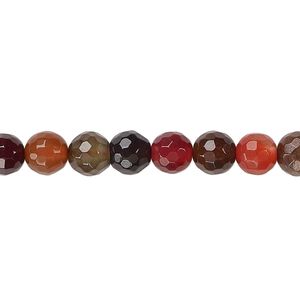 Multi-agate / quartz 1pkg1, faceted round bead 15.5-16 inch 5-6mm