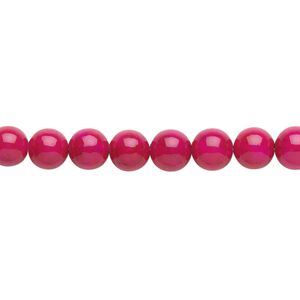 Bead, riverstone (dyed), rose, 6mm round, B grade, Mohs hardness 3-1/2. Sold per 15-1/2" to 16" strand.