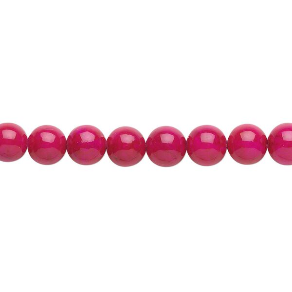 Bead, riverstone (dyed), rose, 6mm round, B grade, Mohs hardness 3-1/2. Sold per 15-1/2" to 16" strand. image number 0
