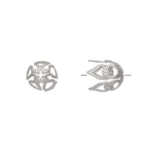Bead cap, stainless steel, 10x9mm round filigree, fits 8-10mm bead. Sold per pkg of 20.