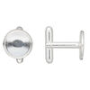 Cuff link 1pkg2 silver-finished brass, 12mm round bezel setting. 1 pair. image number 0