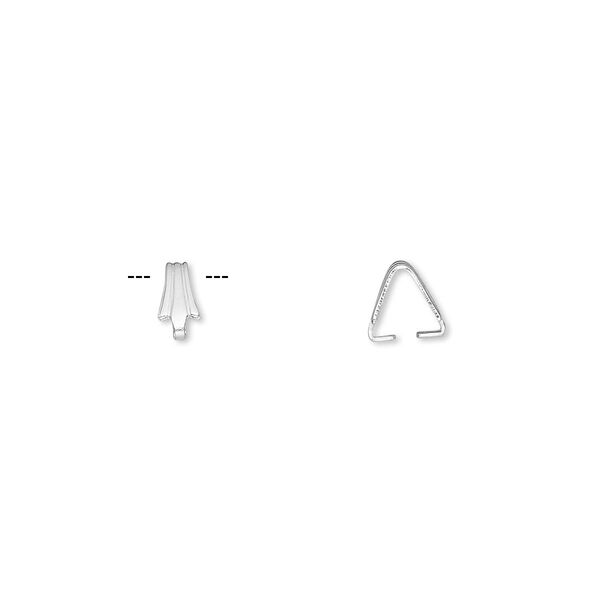 Bail, ice-pick, silver-plated brass, 6.5x3mm, 5mm grip length. Sold per pkg of 100. image number 0