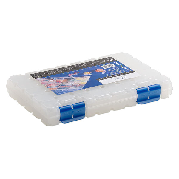 Organizer, Dot Box™, plastic, clear and blue, 11 x 7-1/2 x 1-1/2 inches with (52) removable containers. Sold per 53-piece set. image number 2