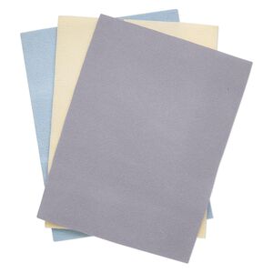 Bead mat mix, Beadalon®, polyester foam, assorted blue / white / grey, 12x9-inch rectangle. Sold per pkg of 3.