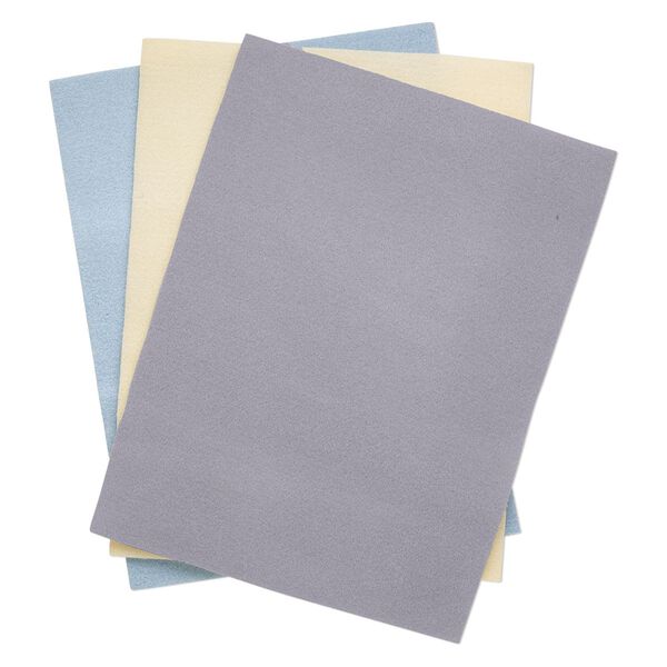 Bead mat mix, Beadalon®, polyester foam, assorted blue / white / grey, 12x9-inch rectangle. Sold per pkg of 3. image number 0
