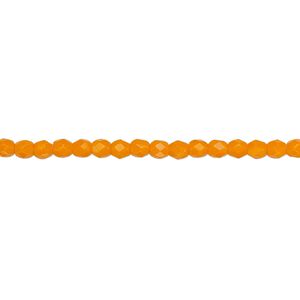 Bead, Czech fire-polished glass, opaque orange, 3mm faceted round. Sold per 15-1/2" to 16" strand, approximately 130 beads.