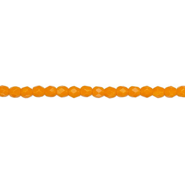 Bead, Czech fire-polished glass, opaque orange, 3mm faceted round. Sold per 15-1/2" to 16" strand, approximately 130 beads. image number 0