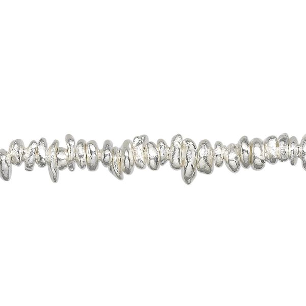Bead, Hill Tribes, sterling silver, 4x1mm-8x3mm molten drop. Sold per 15-gram pkg, approximately 50 beads. image number 0