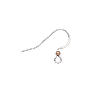 Ear wire fishhook 1pkg20 antique copper-plated, 16.5mm / 2.5mm ball / open loop, 21 gauge brass / stainless steel 10 pair