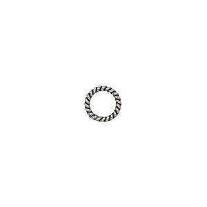 Jump ring, antique silver-plated copper, 8mm soldered twisted round, 5.4mm inside diameter, 16 gauge. Sold per pkg of 60.
